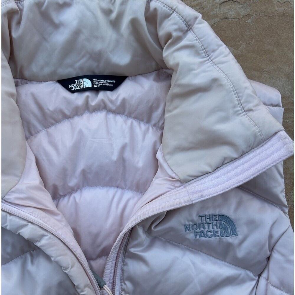 The North Face Puffer Vest 550 Goose Down Pink Women's Small Zip Lightweight - Picture 2 of 5